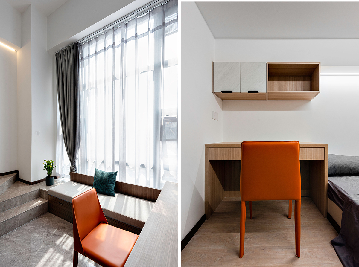 thiết kế nội thất phòng khách căn hộ 32m2 có gác lửng