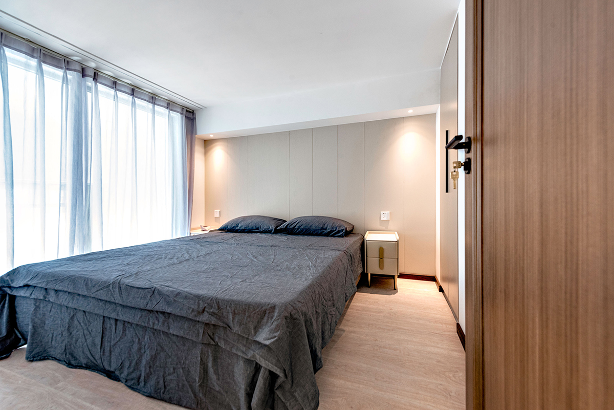 thiết kế nội thất phòng ngủ căn hộ 32m2 có gác lửng