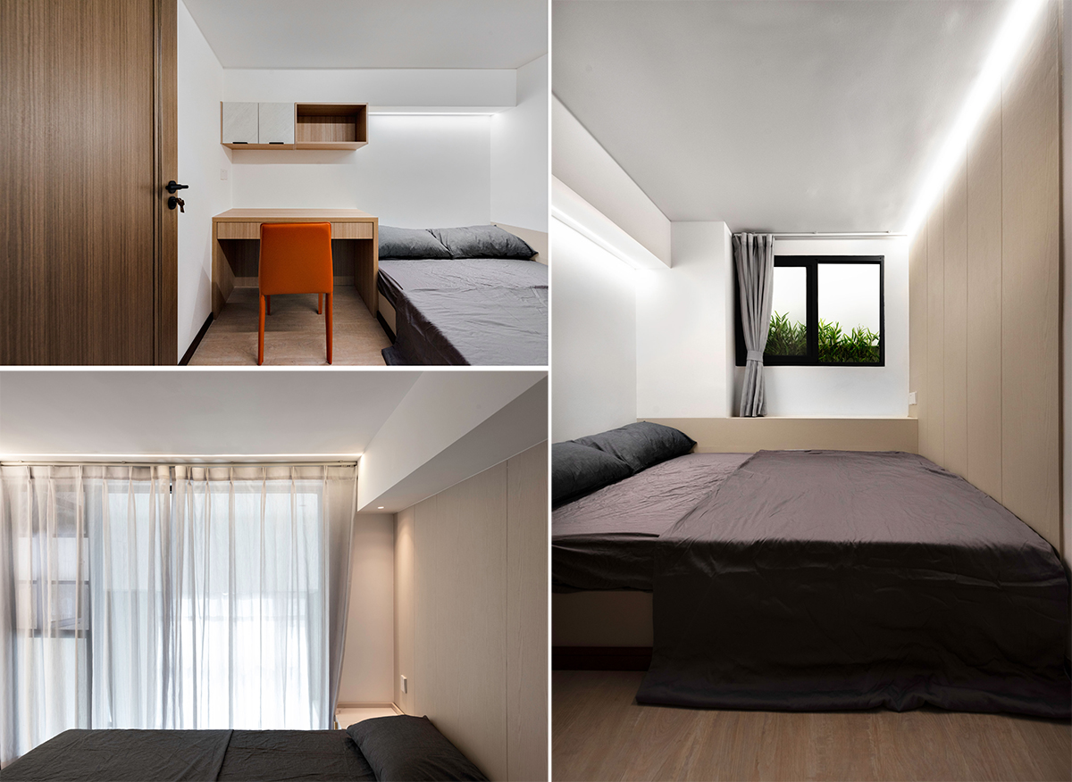 thiết kế nội thất phòng ngủ căn hộ 32m2 có gác lửng