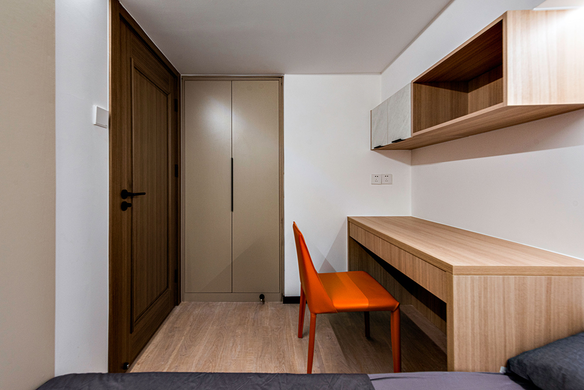 thiết kế nội thất phòng ngủ căn hộ 32m2 có gác lửng