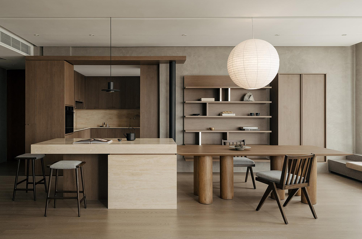 Thiết kế phòng khách 70m² theo phong cách Japandi nội thất phòng bếp căn hộ