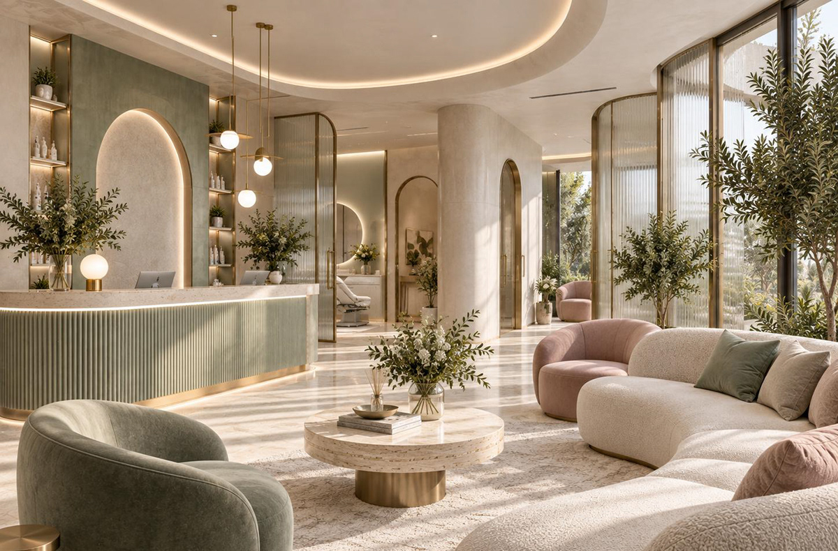 thiết kế nội thất spa quầy tiếp tân