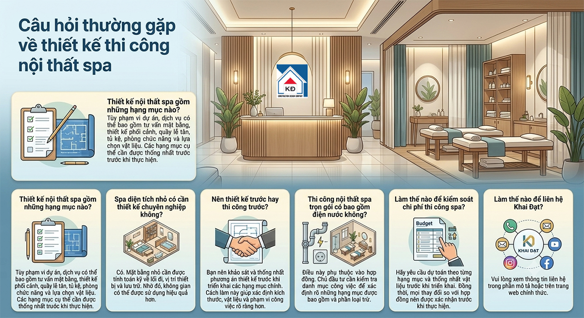 Thiết kế nội thất spa gồm những hạng mục nào?